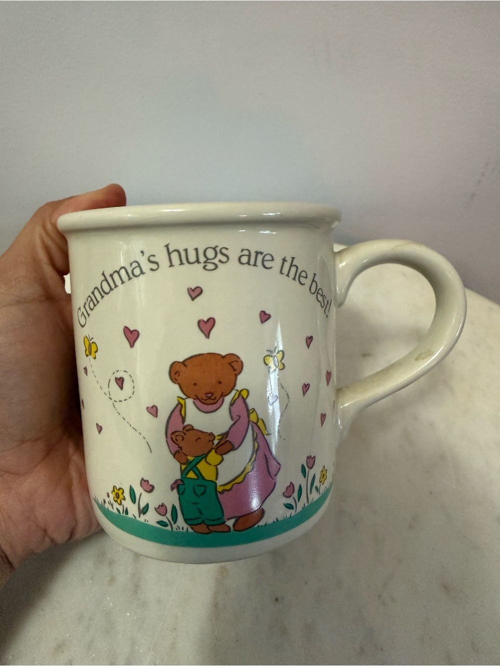 Stoneware Grandma's Hugs Are The Best Bears Collectible Coffee Mug Tea Cup Heart